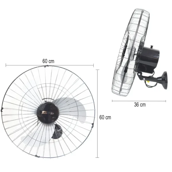 VENTILADOR PAREDE 60CM 200W INDUSTRIAL TURBO TURBÃO 3 PÁS BIVOLT 110V 220V PRETO VITALEX - Imagem 2
