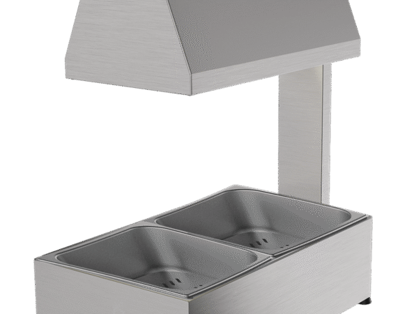 CONSERVADOR DE FRITURAS ELÉTRICO 2 CUBAS INOX COM LÂMPADA MCF 02 CP METALCUBAS 220V