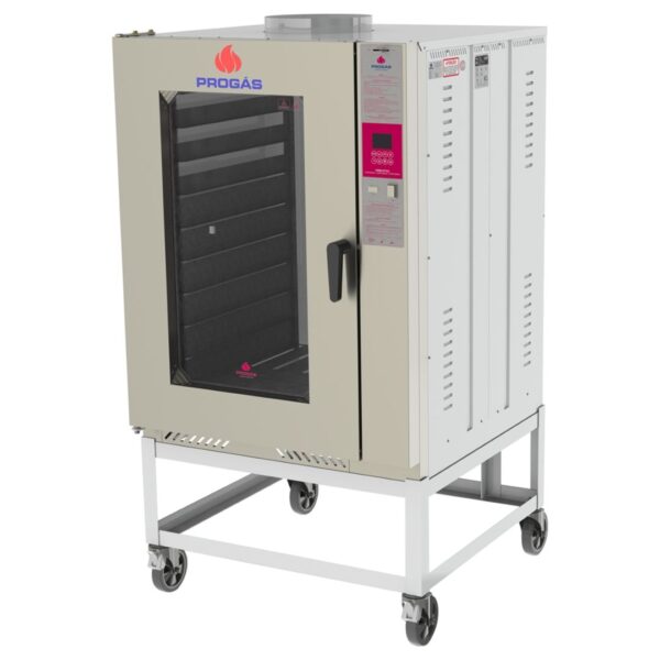 FORNO TURBO A GÁS GLP PARA 10 ESTEIRAS PROGÁS PRP-10000 ST AÇO BIVOLT
