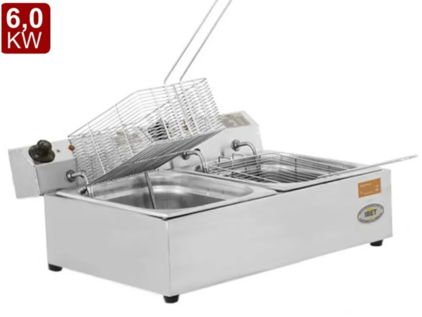 FRITADEIRA ELÉTRICA INDUSTRIAL 2 CUBAS DE 3,5 LITROS IBET 220V